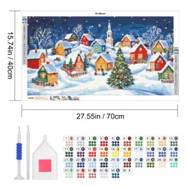 HeeBenor Large Christmas Diamond Painting Kits, 5D Christmas Snow House Diamond Art Kits, DIY Full Drill Christmas Tree Diamond Painting, Christmas Gem Art Painting for Wall Decor 27.5 X 15.7 Inch
