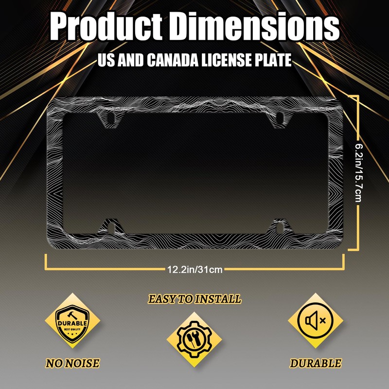 Topographic Contour License Plate Frame Abstract Mountain Wave License Plate