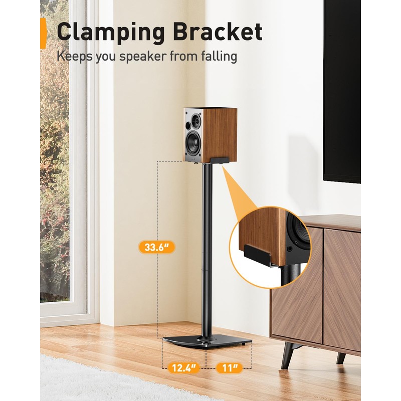 Perlegear Universal Speaker Stands Pair with Cable Management, 33.6 inch