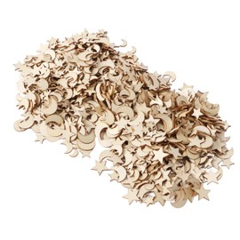 Wooden Moon Star Cutout, Cutout Wood Slices, 1000 Unfinished Decorative Pieces for Birthday