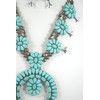 Skelapparel Southwestern Style Round Naja Blue Squash Blossom Statement Necklace