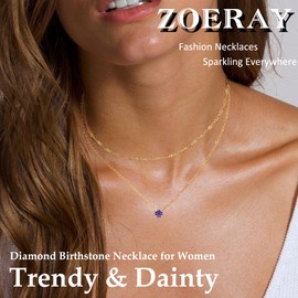 ZOERAY Gold Necklace for Women 18K Gold Plated Emerld Birthstone Necklaces for Women Dainty Diamond Necklace Blue Green Cubic Zirconia Pendant Necklaces Birthday Gifts for Womens Jewelry