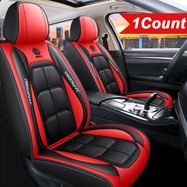 Fall Car Seat Covers for Front¬†Seat, 1 Count PU Leather Car Seat Protector, Car Accessories, Car Mats for Car Interior Decor, Auto Interior Accessories, Summer Travel Car Essentials, Cool Interior Truck Accessories,¬†Car Stuff,¬†Gift for Girlfriend:_Red_1 Count