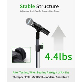 Height adjustable Metal Desktop Microphone Stand with Mic Clip - Mirror Surface