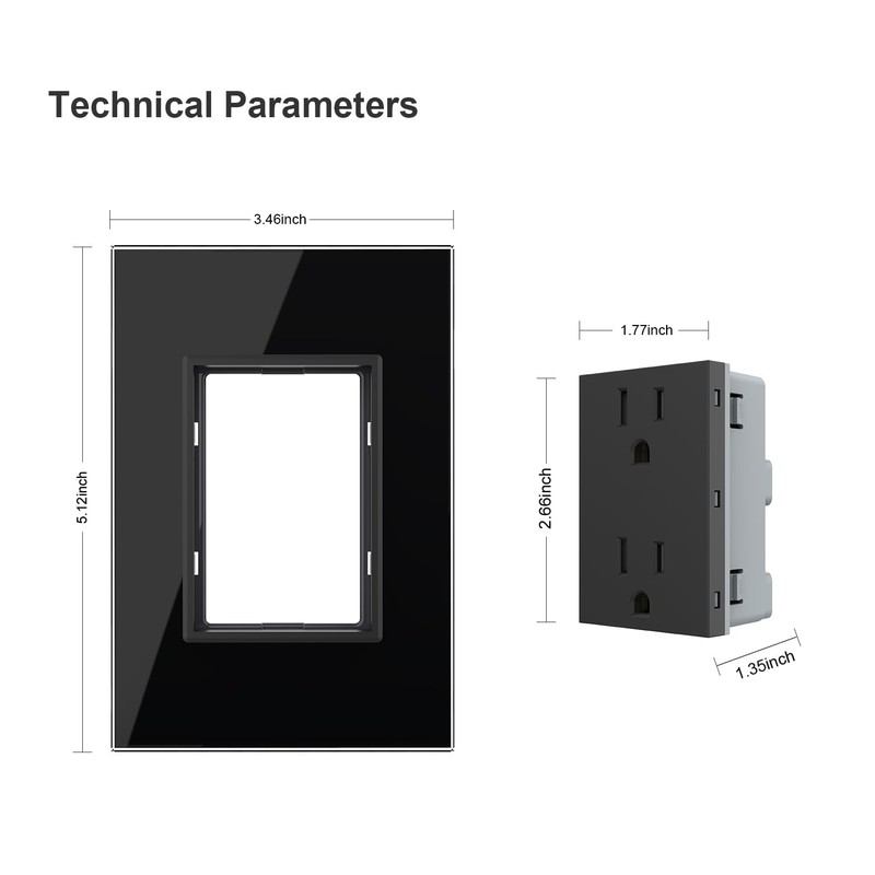 LIVOLO Black Duplex Receptacle 15A Standard Decorative Electrical Wall Outlet