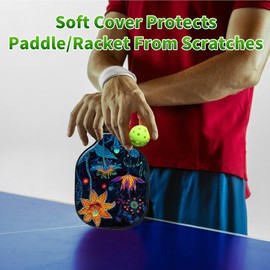 RWUTYTIUL Artistic Orange Blossom Pickle Ball Paddle Cover, Neoprene Pickleball Paddle Sleeve with Zippered Racket, Universal Paddle Storage Bag Size 8.66" x 11.4", Pickleball Paddle Case for Women
