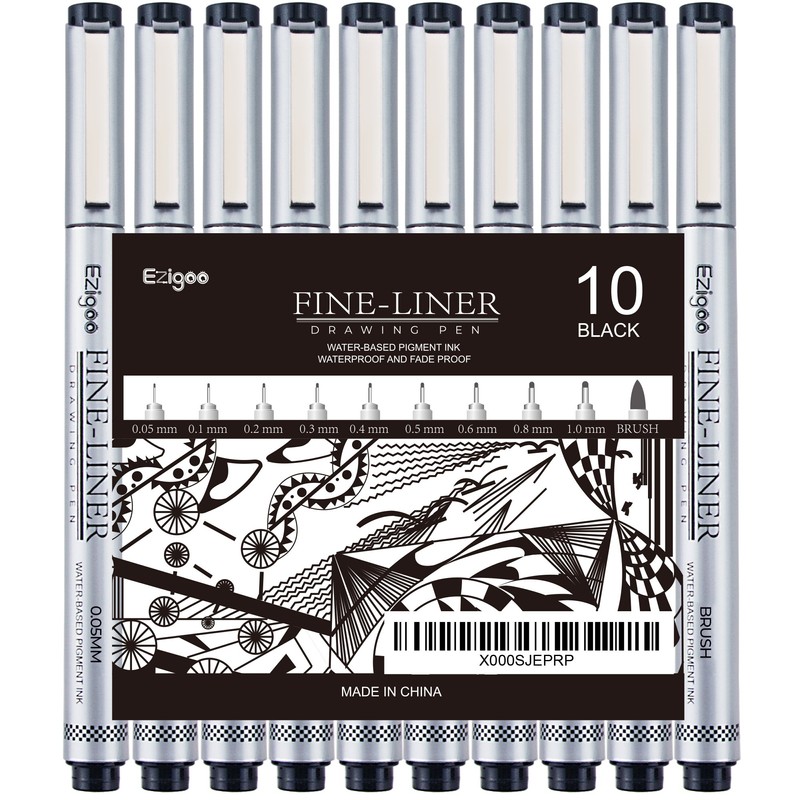 Ezigoo Fineliner Pens for Art Sketches, Technical Drawings, Office Documents