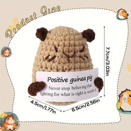 Hanmiso Positive Guinea Pig Toy Gifts Funny Crochet Positive Guinea Pig Knitted Doll with Positive Card, Mini Creative Small Gifts for Friends, Family, Party Decoration Encouragement