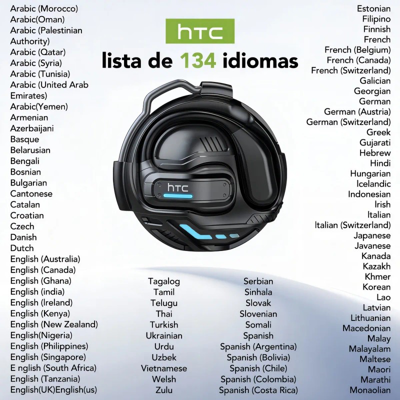 Audfonos Inalambricos Htc Ne02 IA Traduccin Bt6.0 Ows Auriculares Luz