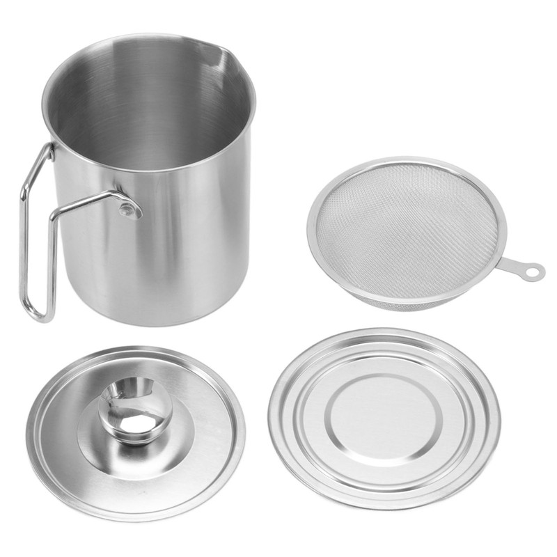 Bacon Grease Container Stainless Steel High Temperature Resistance Oil Strainer