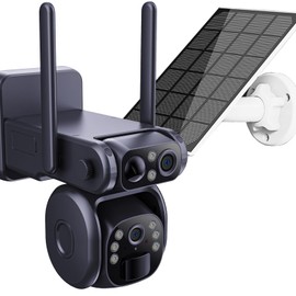 LASTCOW 4G Low-Powered Solar Security Camera Outdoor, 2K No WiFi Dual Lens Linkage Security Cameras for Home Security, 2-Way Talk Cameras with PIR Motion Detection, Color Night Vision, IP66 (Black)