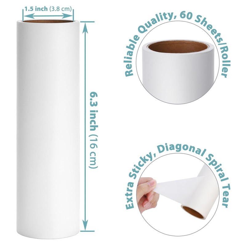 6.3 inch Large Lint Roller Refills for Pet Hair Extra