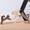 KINGNOW Woman and Cat Statue Wood Figurine Handcraft Kitty Ornament