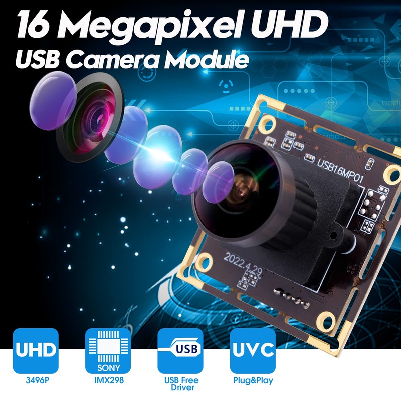 IFWATER 16MP 4K USB Camera with 170 Wide Angle Lens