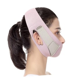 SAFIGLE Thin Masseter Chin Strap Face Lifting Bandage Breathable Elastic Slimming Mask for Firming Facial Skin Soft Comfortable V Shape Support Belt for Women Pink