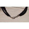 Handmade Boho Black & Silver Triple Beaded Choker Necklace Hippie