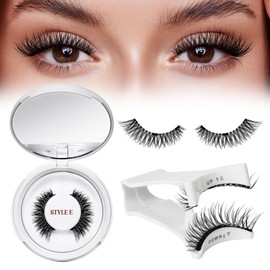QUEWEL Magnetic-Eyelashes Natural Look, 1 Pair Reusable Magnetic Lashes Kit with Applicator, No Glue Needed False Eyelashes, Easy to Wear and Remove (Magnetics Eyelash Kit E2 NEW)