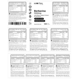 Berberina 1000 mg. 120 capsule vegane per 2 mesi di trattamento. Estratto naturale di Berberis Vulgaris con Cromo e Pepe Nero. Prodotto in Europa da HIVITAL