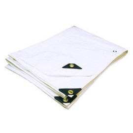 22' X 30' Heavy Duty Waterproof White Tarp with Reinforced Corners Bundled with Carabiner Flashlight
