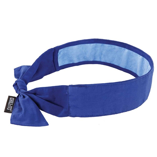 Ergodyne Chill Its 6700CT Cooling Bandana, Lined with Evaporative PVA Material for Fast Cooling Relief, Tie for Adjustable Fit, Blue