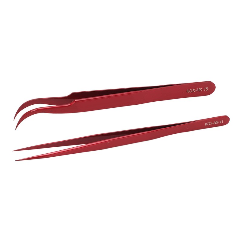Tweezer Set Aluminum Alloy Curved Straight Head Anti Magnectic Accuracy