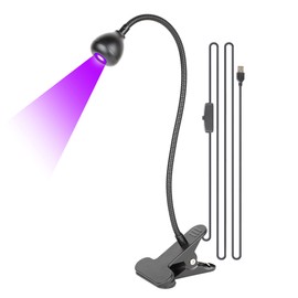 Lámpara UV de cuello de cisne para uñas, 3 W, 395 nm-405 nm, luz negra USB pequeña, luz de curado UV DC 5 V con abrazadera para esmalte de gel, curado de resina, pegamento de gel X, pintura fluorescente