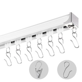 VEVOR Ceiling Curtain Track Set, 17.7 FT/5.4 Meter, Sliding Ceiling Track System for Curtains, Room Divider Curtain Track Ceiling/Wall Mounted for Living Room Bedroom with Hooks and Hardware, White