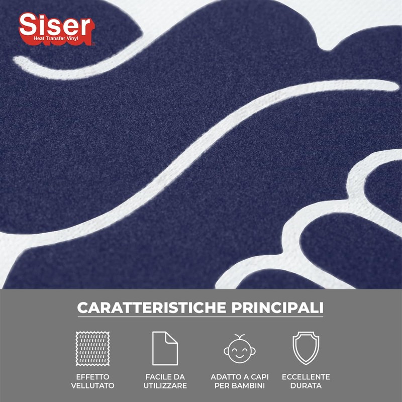 Siser 1FFLKPRO-BR-3050 Thermal Transfer Medium Velvety Flock Vinyl Navy 50cm