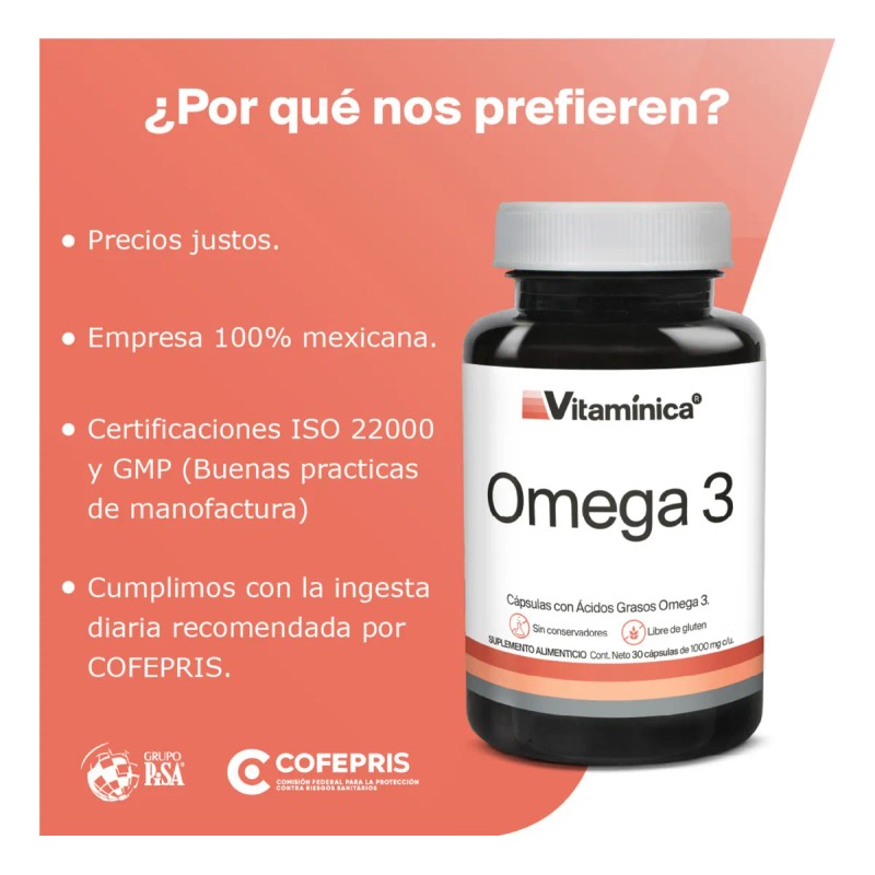 Pack X3 Omega 3 Vitaminica 1000 Mg En Capsulas Sabor