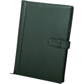 BLUE SINCERE Notebook Cover, A5, Genuine Leather, Slim, 2 Books, Notebook, College Notebook, Pen Holder, Bookmark, Card Slots, 5 Colors / NC1 (Deep Green)