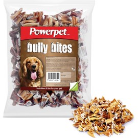 PowerPet: Bully Bites - Puntitas de Viril de Res- 100% Natural- Paquete de 1 LB (453 Gramos) - Ayuda a Mejorar la Higiene Dental-Altamente Digerible-R