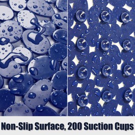 SONGZIMING Bathtub Mat Non Slip Pebble Bath Shower Mat with Drain Holes, Suction Cups Mat for Tub 16" W x 35" L, Navy Blue