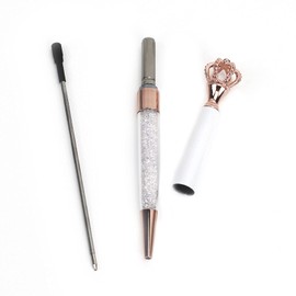 Lobagve Danse Jupe 3 Pcs Crown Top Ballpoint Pens,Bling Metal Ballpoint Pen with Black Ink,1.0 mm,Office Gift Supplies for Christmas Bridesmaid Wedding Birthday,white