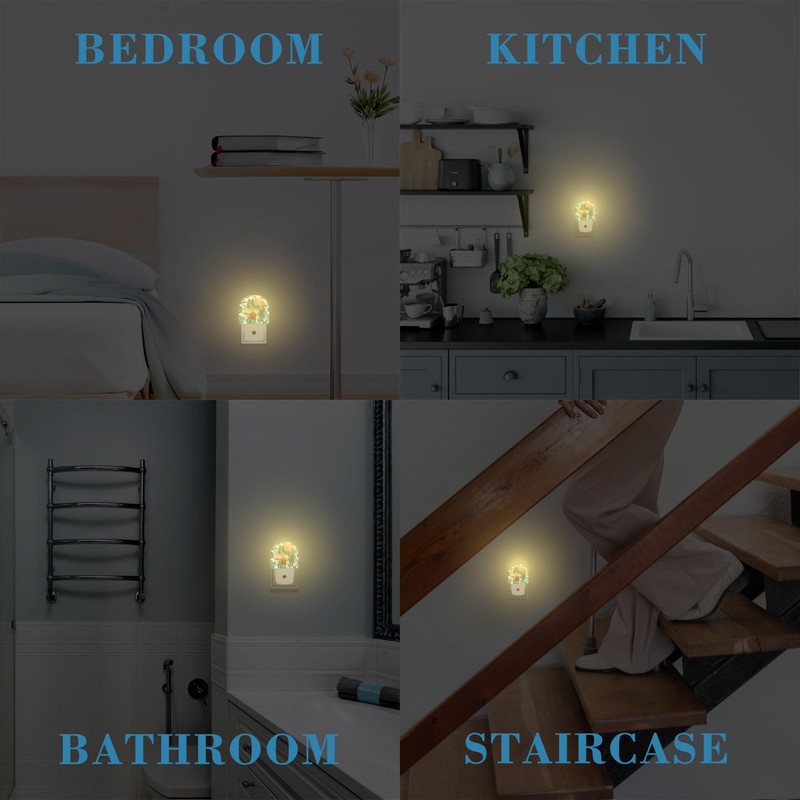 Uiaoiais Night Light Plug into Wall with Flamingo and Palm
