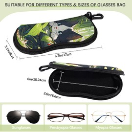 Playexen 2 Pack Sunglasses Case, Neoprene Zipper Eyeglass Case, Soft Glass Travel Pouch with Clip for Women Men (Big Cats)