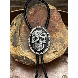 Fancy Fox Boutique Skull Skeleton Steampunk Skull Cameo Pendant Lariat Bolo Tie Gothic Men’s Women