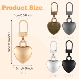 oruola 10pcs Zip Puller Replacement,Metal Replacement Zippers Pulls for Luggage,Heart Zipper Pull Charm,Backpacks Purses Jackets Handbags Keychain,DIY Crafts Jewellery Making, 5 Colors