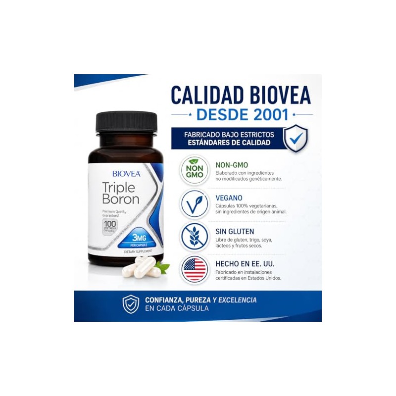 Biovea | Triple Boron 3 Mg | Combinaci?n de Citrato,