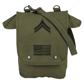 Rothco Canvas Map Case Shoulder Bag with Patches, Olive Drab