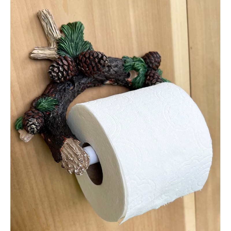 Pinecone/Pine Branch Wall Mounted Toilet Paper Holder - Rustic Bathroom