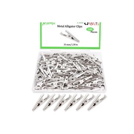 Ruibapa 100PCS Metal Alligator Clips 35mm/1.37in Nickel Plated Alligator Spring Clamps for Household Soldering and Electrical Test Tools P-058