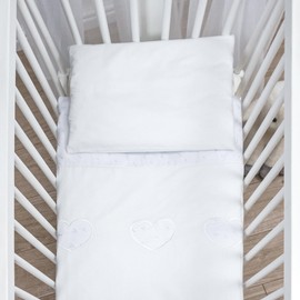 100% Cotton 2 Piece Duvet Cover and Pillowcase 70 x 80 cm for Cot Bed White