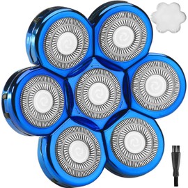 Universal 7 Blades Shaver Replacement Blades Compatible with Freedom Gold Shaver and Most Mainstream Brands Head Shaver Electric Shaver Replacement Head (7 Blue)