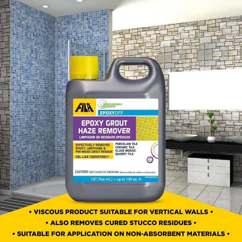 FILA EPOXYOFF, Epoxy Grout Haze Remover, Effectively Removes Epoxy Residue,
