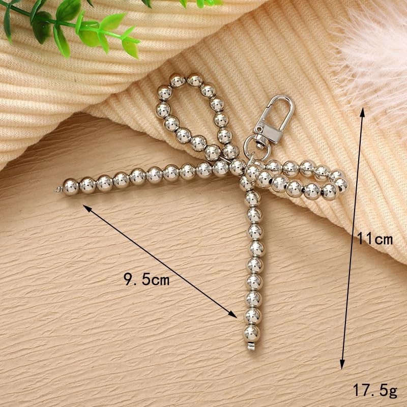XAM Y2k Charm Sweet Pearl Bow Keychains for Women Creative