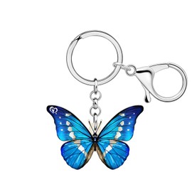 BonSNY - Llavero de acrílico con diseño de mariposa, diseño floral para coche, bolsas de cartera, marino, Mediano
