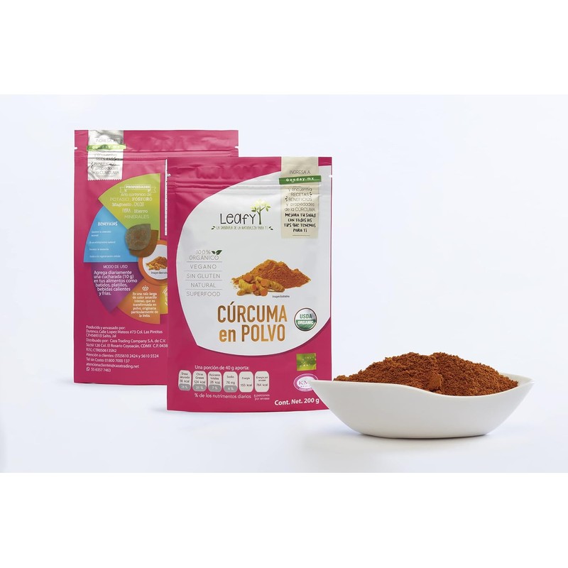 Leafy Cúrcuma en Polvo Orgánica Antiinflamatoria 200g
