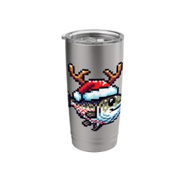 Merry Fishmas Sea Bass Ugly Christmas Fish Reindeer Santa Stainless Steel Insulated Tumbler