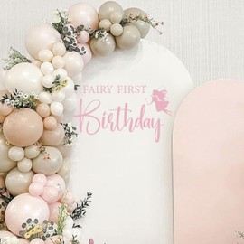 MUWEOL Fairy First Birthday Decal - First Birthday Party Decorations Decal for Baby Girls,Fairy Birthday Party Balloon Arch Decor