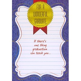 Designer Greetings Wonderful Graduate : Blue Border Lined Paper : Gold Seal Graduation Congratulations Card